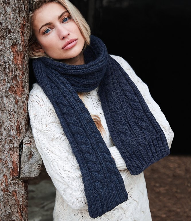 Image 1 of Beechfield Cable Knit Melange Scarf