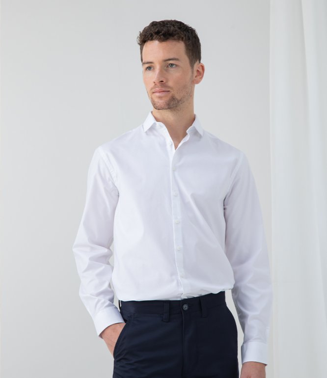 Image 1 of Henbury Long Sleeve Stretch Poplin Shirt