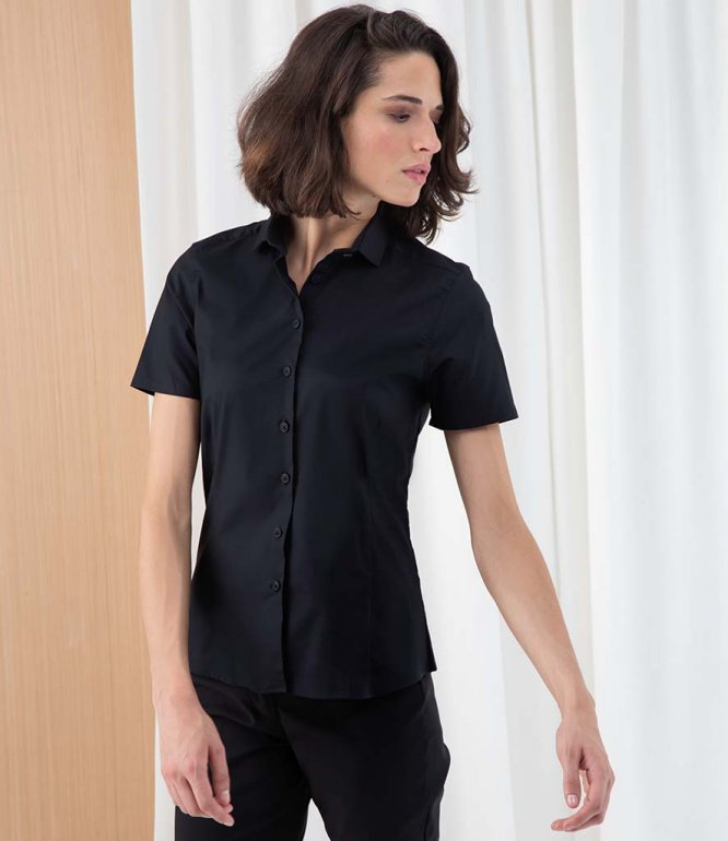Image 1 of Henbury Ladies Short Sleeve Stretch Poplin Shirt
