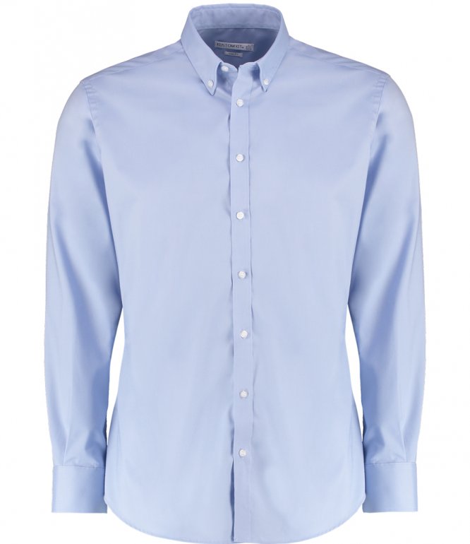 Image 1 of Kustom Kit Slim Fit Stretch Long Sleeve Oxford Shirt