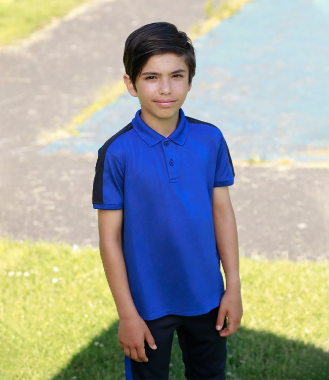 Image 1 of Finden and Hales Kids Contrast Panel Piqué Polo Shirt