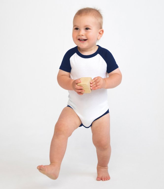 Image 1 of Larkwood Essential Short Sleeve Baby Baseball Bodysuit