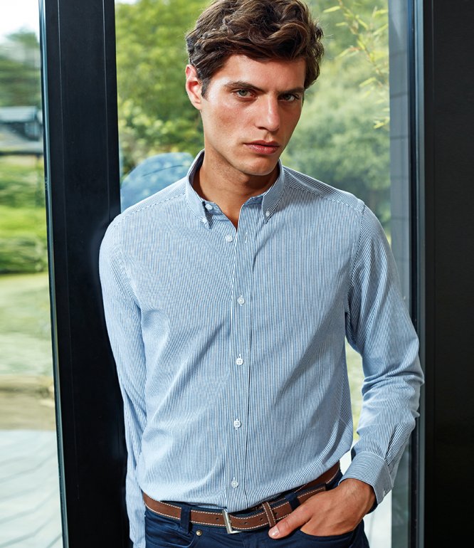 Image 1 of Premier Long Sleeve Striped Oxford Shirt