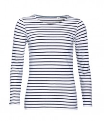 Image 3 of SOL'S Ladies Marine Long Sleeve Striped T-Shirt