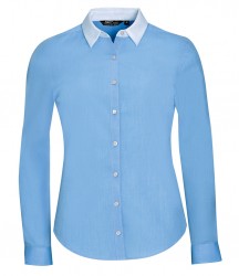 Image 3 of SOL'S Ladies Belmont Long Sleeve Contrast Poplin Shirt