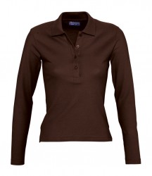 Image 4 of SOL'S Ladies Podium Long Sleeve Cotton Piqué Polo Shirt