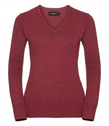 Image 6 of Russell Collection Ladies Cotton Acrylic V Neck Sweater