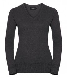 Image 5 of Russell Collection Ladies Cotton Acrylic V Neck Sweater