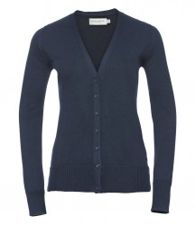 Image 4 of Russell Collection Ladies Cotton Acrylic V Neck Cardigan