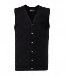 Image 2 of Russell Collection Sleeveless Cotton Acrylic V Neck Cardigan