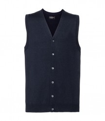 Image 6 of Russell Collection Sleeveless Cotton Acrylic V Neck Cardigan