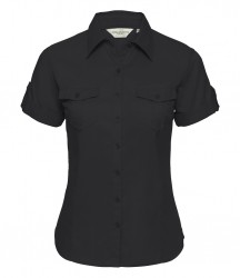 Image 2 of Russell Collection Ladies Short Sleeve Twill Roll Shirt