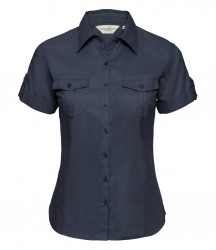 Image 6 of Russell Collection Ladies Short Sleeve Twill Roll Shirt