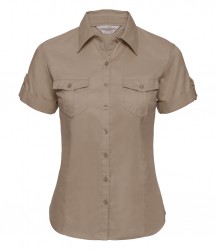 Image 4 of Russell Collection Ladies Short Sleeve Twill Roll Shirt