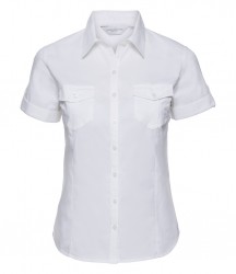 Image 3 of Russell Collection Ladies Short Sleeve Twill Roll Shirt