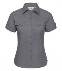 Image 4 of Russell Collection Ladies Short Sleeve Twill Roll Shirt