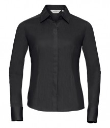 Image 7 of Russell Collection Ladies Long Sleeve Fitted Poplin Shirt