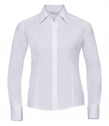 Image 3 of Russell Collection Ladies Long Sleeve Fitted Poplin Shirt