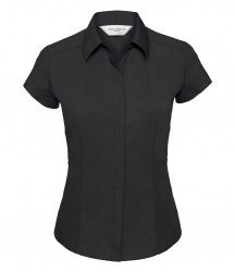 Image 2 of Russell Collection Ladies Cap Sleeve Fitted Poplin Shirt