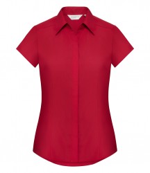 Image 4 of Russell Collection Ladies Cap Sleeve Fitted Poplin Shirt