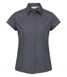Image 5 of Russell Collection Ladies Cap Sleeve Fitted Poplin Shirt