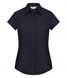 Image 6 of Russell Collection Ladies Cap Sleeve Fitted Poplin Shirt