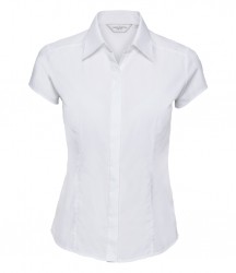 Image 7 of Russell Collection Ladies Cap Sleeve Fitted Poplin Shirt