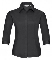 Image 2 of Russell Collection Ladies 3/4 Sleeve Fitted Poplin Shirt