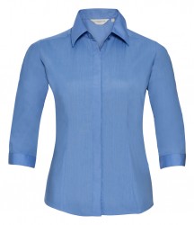 Image 3 of Russell Collection Ladies 3/4 Sleeve Fitted Poplin Shirt