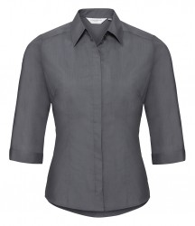 Image 5 of Russell Collection Ladies 3/4 Sleeve Fitted Poplin Shirt