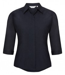Image 6 of Russell Collection Ladies 3/4 Sleeve Fitted Poplin Shirt