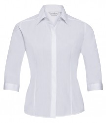 Image 7 of Russell Collection Ladies 3/4 Sleeve Fitted Poplin Shirt