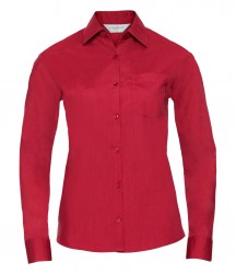 Image 6 of Russell Collection Ladies Long Sleeve Easy Care Poplin Shirt
