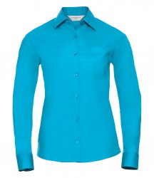 Image 3 of Russell Collection Ladies Long Sleeve Easy Care Poplin Shirt