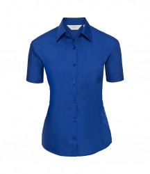 Image 8 of Russell Collection Ladies Short Sleeve Easy Care Poplin Shirt