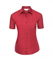 Image 7 of Russell Collection Ladies Short Sleeve Easy Care Poplin Shirt