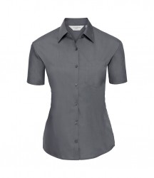 Image 2 of Russell Collection Ladies Short Sleeve Easy Care Poplin Shirt