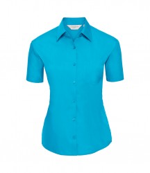 Image 3 of Russell Collection Ladies Short Sleeve Easy Care Poplin Shirt