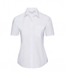 Image 4 of Russell Collection Ladies Short Sleeve Easy Care Poplin Shirt