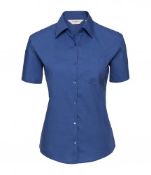 Image 4 of Russell Collection Ladies Short Sleeve Easy Care Cotton Poplin Shirt