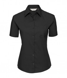 Image 3 of Russell Collection Ladies Short Sleeve Easy Care Cotton Poplin Shirt