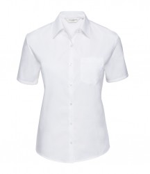 Image 2 of Russell Collection Ladies Short Sleeve Easy Care Cotton Poplin Shirt