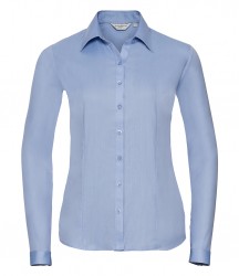 Image 3 of Russell Collection Ladies Long Sleeve Herringbone Shirt