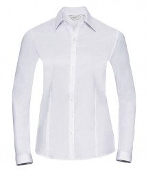 Image 2 of Russell Collection Ladies Long Sleeve Herringbone Shirt
