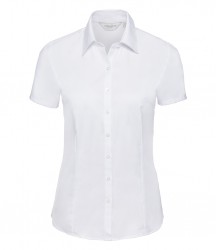 Image 3 of Russell Collection Ladies Short Sleeve Herringbone Shirt