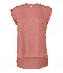 Image 7 of Bella Ladies Flowy Rolled Cuff Muscle T-Shirt