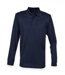 Image 4 of Henbury Unisex Long Sleeve Coolplus® Piqué Polo Shirt