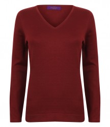 Image 6 of Henbury Ladies Lightweight Cotton Acrylic V Neck Sweater