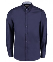 Image 5 of Kustom Kit Premium Long Sleeve Contrast Tailored Oxford Shirt