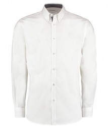 Image 4 of Kustom Kit Premium Long Sleeve Contrast Tailored Oxford Shirt